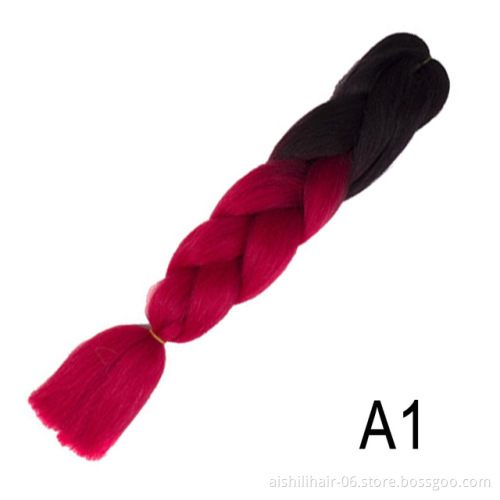 Free sample ombre Jumbo Braiding Hair 24 inches 100g crochet Braid Hair Extension Synthetic Hair Crochet Pre Stretched